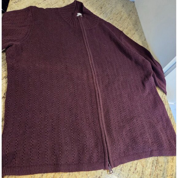 New! COVINGTON Sz 2X Sweater Zip Mock Neck Embroidered Flower Cuff Wool Blend - Picture 5 of 15